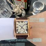 Hot Style Replica Cartier Tank White Dial Brown Leather Strap Men's Watch